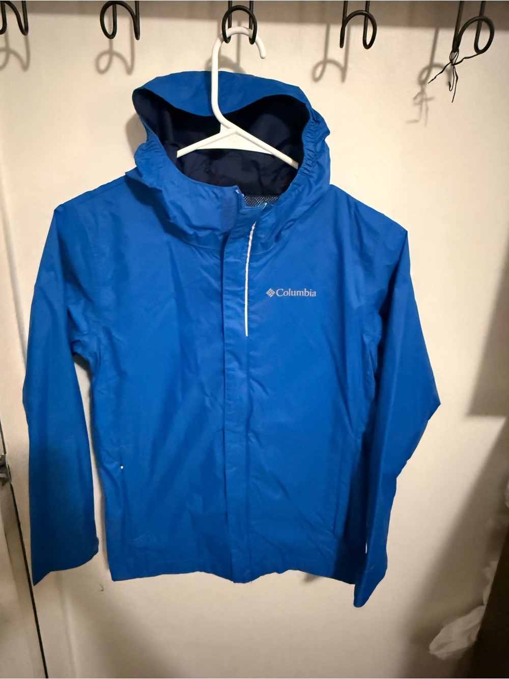 Columbia Bright Blue Hooded Rain Shell